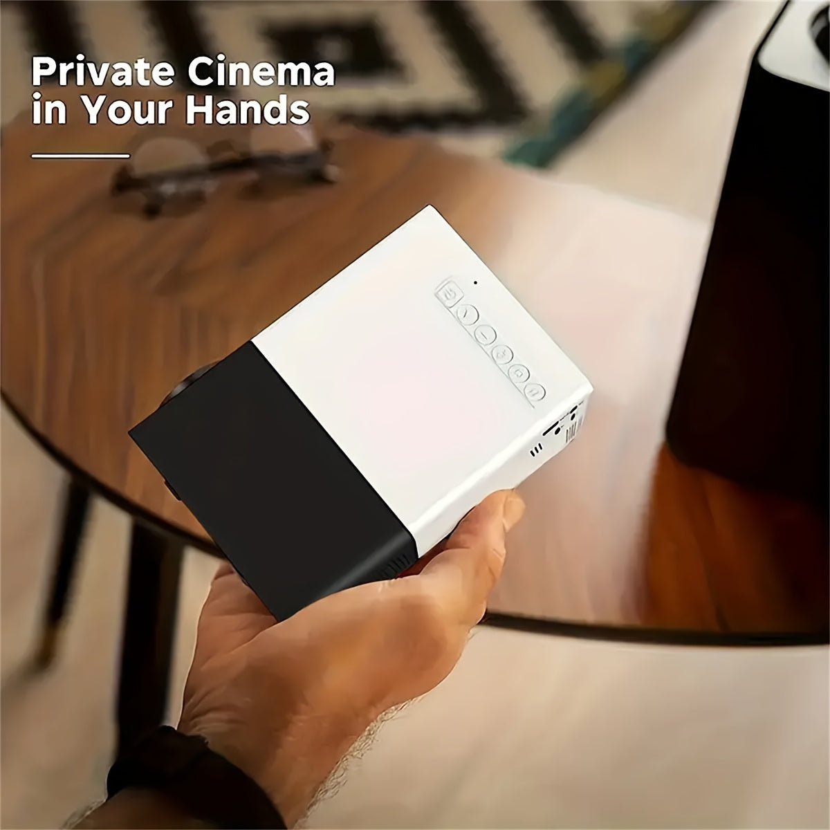 Portable Mini Home Theater Projector - HD Cinema Experience with Smartphone Wired Screen Sharing, Compact Design, and Easy Setup for Indoor and Outdoor Use