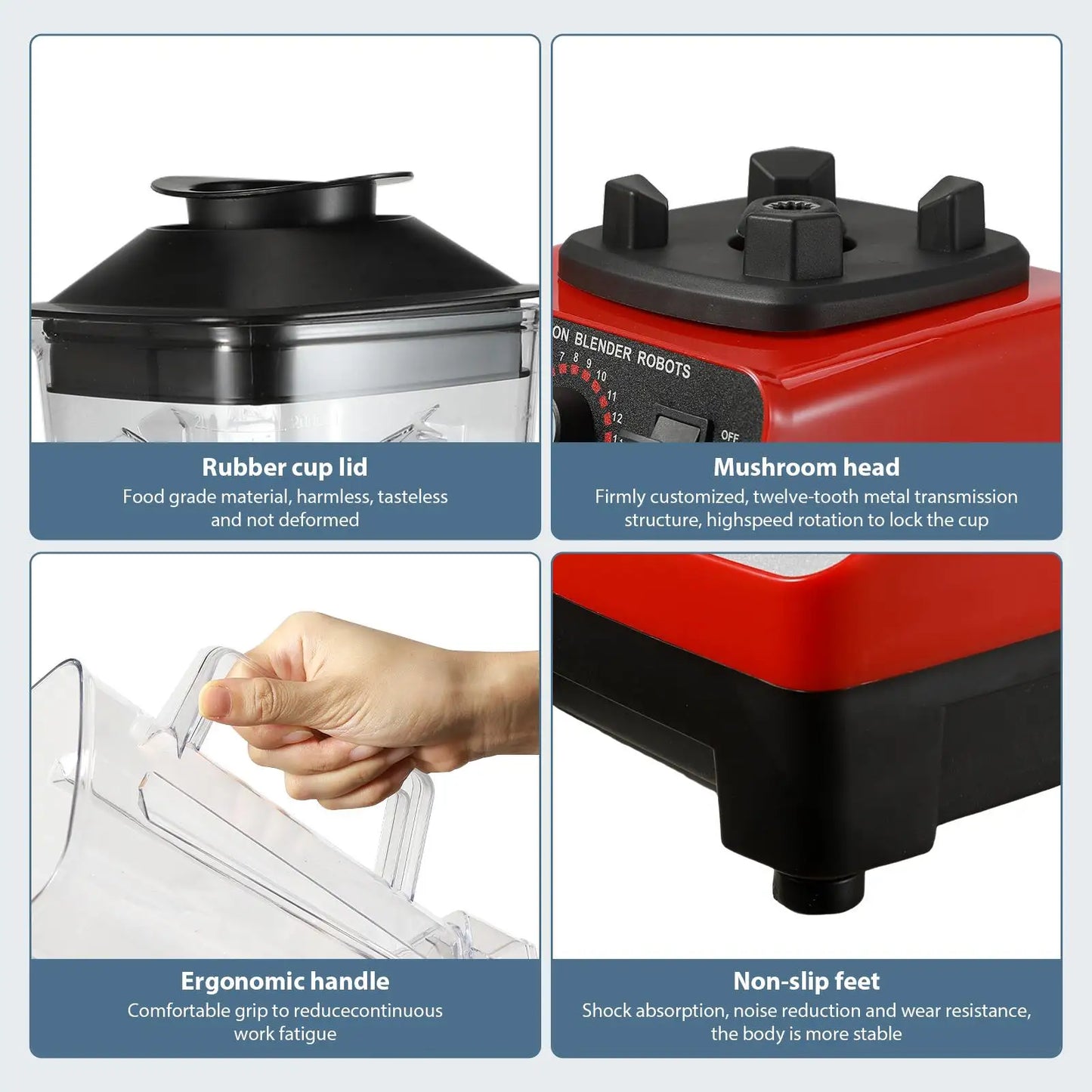 2000W Heavy Duty Commercial Blender Stationary Mixer Food Processor Ice Smoothies for Kitchen High Power Juicer Blender BPA Free