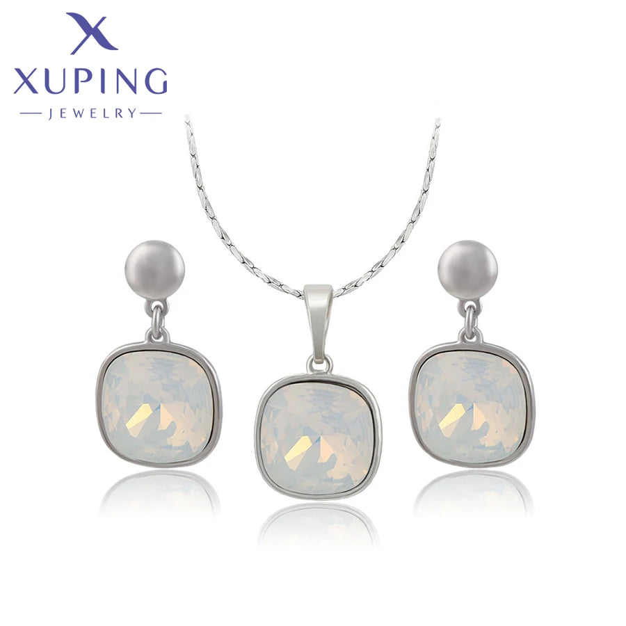 Xuping Jewelry New Arrival Luxury Necklace and Earrings Crystal Jewelry Set Women Party Gift 60503