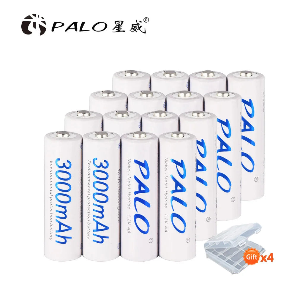PALO 1.2V AA Rechargeable Batteries 3000mAh aa Ni-MH 100% Original High Capacity Current AA Battery Rechargeble For Camera Toys