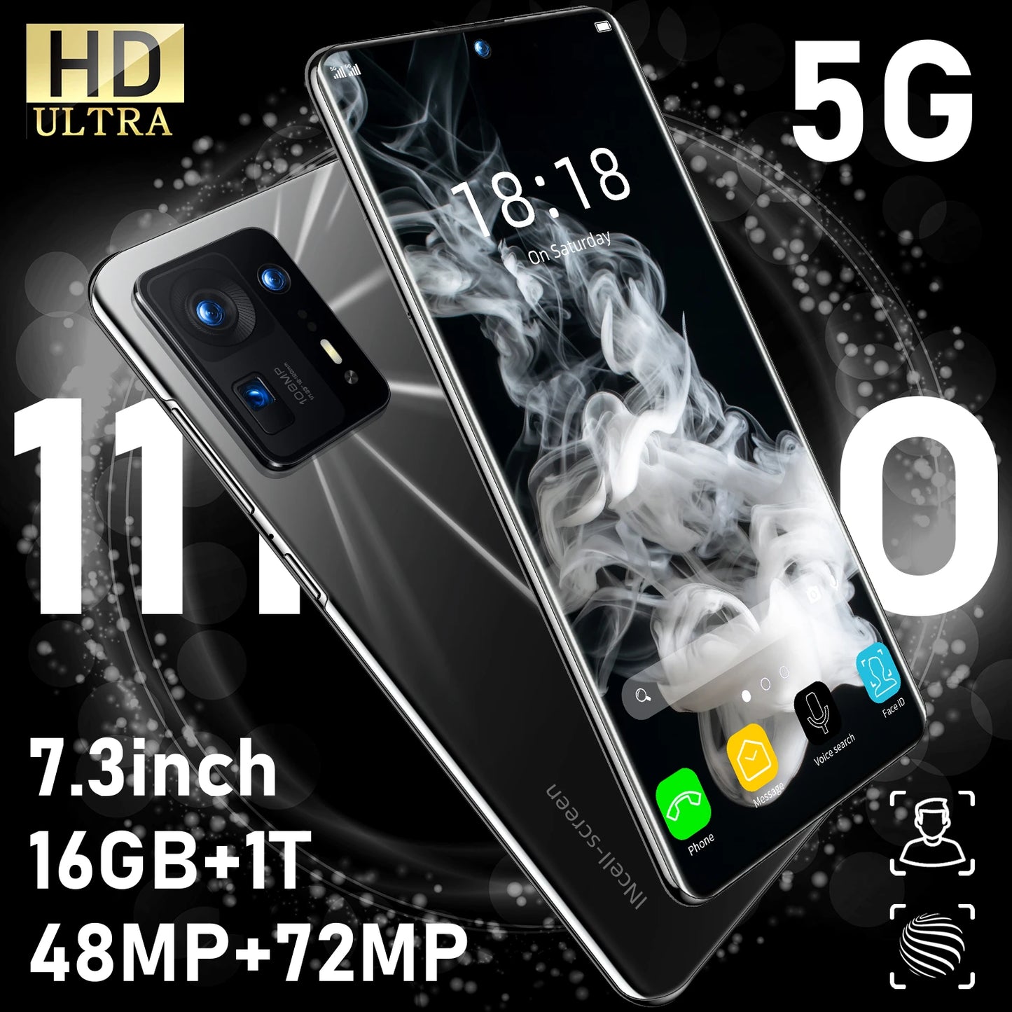 11T PRO 5G mobile phone 16G 1T memory 7.3 inch dual SIM card Android smartphone global version mobile phone 5G mobile phone