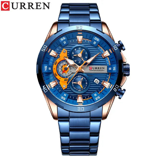 CURREN 8402 Stainless Steel Business Waterproof Chronograph Wristwatch Sport Clock Quartz Watch for Men Relogio Masculino Reloj
