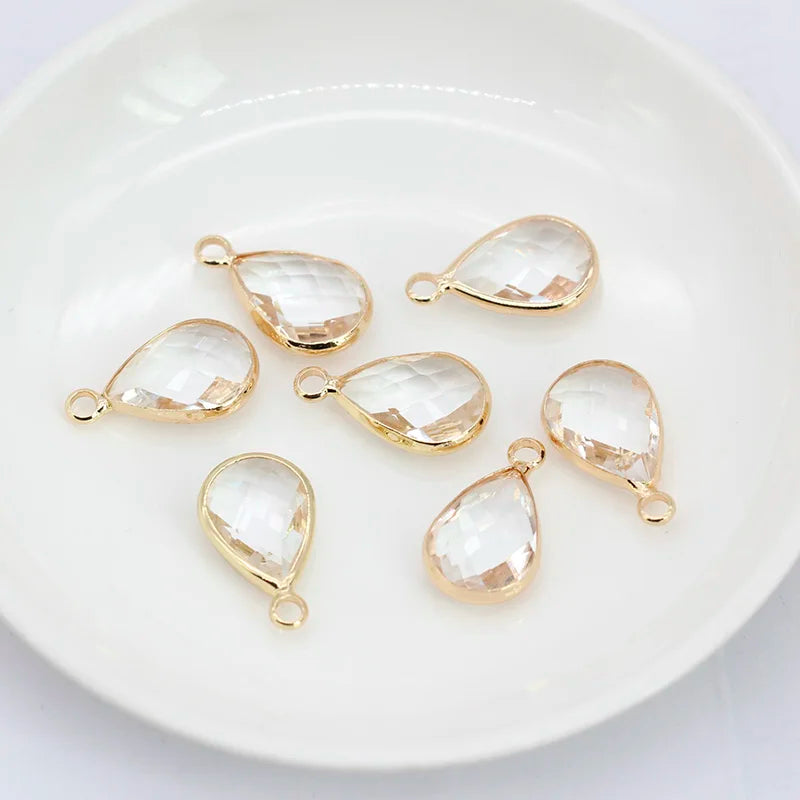 12p teardrop Metal Crystal beads glass Charm Pendant Earring Connector DIY Jewelry Making Necklace Bracelets Earring Accessories