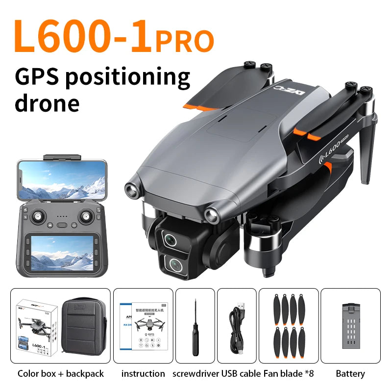 HOSHI L600-1 Pro Laser Obstacle Avoidance Drone 4K HD Dual Camera Brushless Motor GPS 5G WIFI RC FPV Quadcopter RC Drone