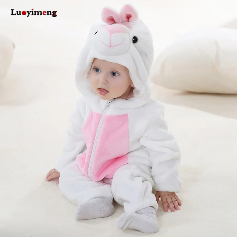 Baby Kigurumi Penguin Lion Cat Animal Cosplay Costume Winter Plush Jumpsuit for Toddler Boys 1 to 2 3 4 Years Baby Girl Outfits