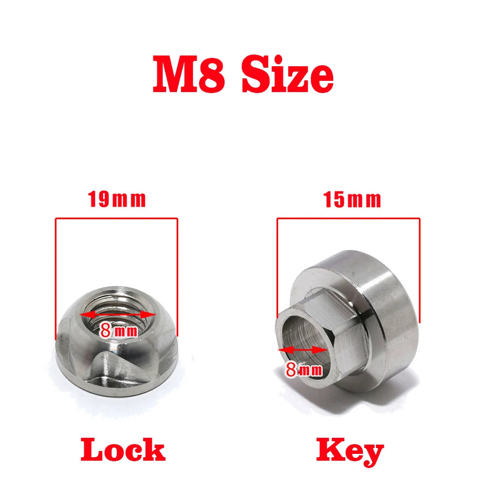 Security protection Anti Theft Nuts M6 M8 M10 M12 Nuts 304Stainless Steel Mountain Bike Awning Car Accessories LED Light