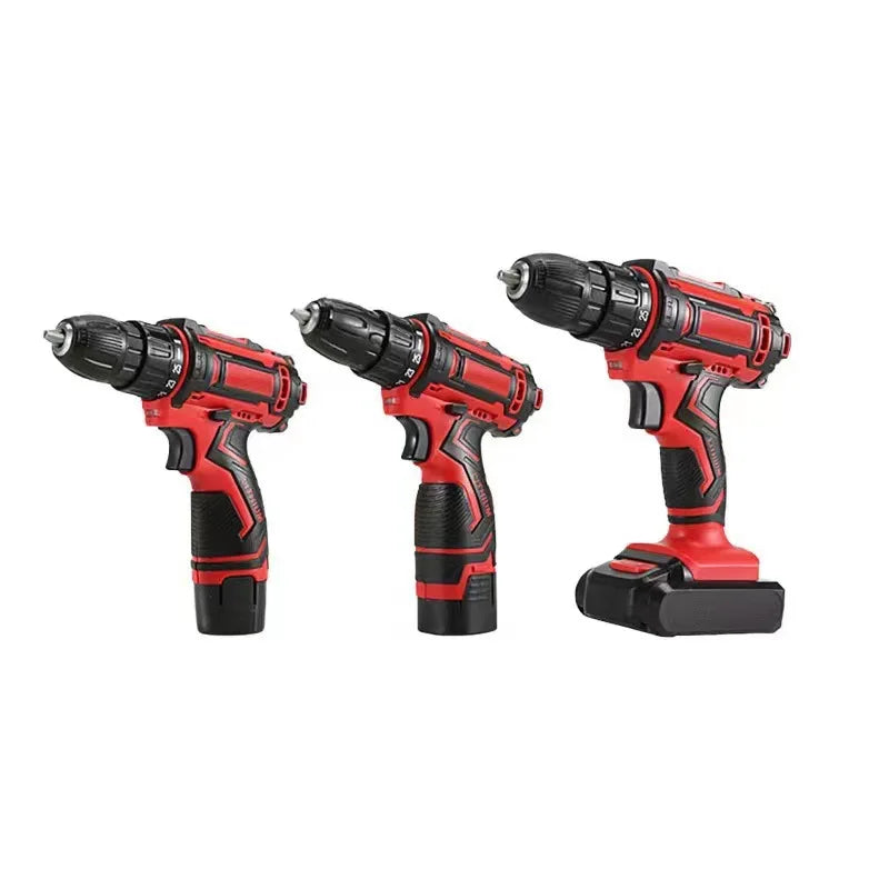 21V Two Speed Drill Set New Model Promotional Multi-Purpose Household Electric Screwdriver Red DIY Hand Drill OEM Customization