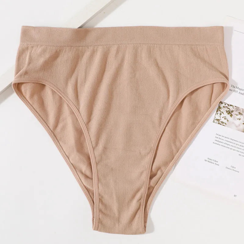 1Pc High Waist Panties For Women Sport Seamless Briefs High-Leg Cut Underpants Female Sexy Lingerie Solid Color Underwear