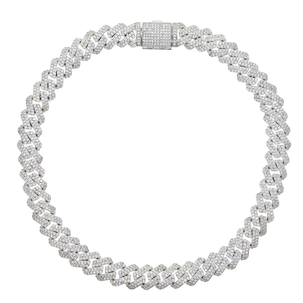 New 12mm Cuban Link Chains Necklace Gold Silver Color CZ Hiphop Fashion Jewelry Bling AAA Zircon 2 Row Iced Out For Men