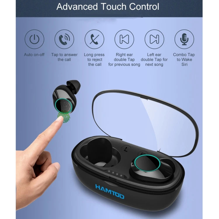 Explosive Models HAMTOD G05 IP6X Waterproof 5.0 Touch Earphone with Magnetic Charging Box Wireless Sport Earphones