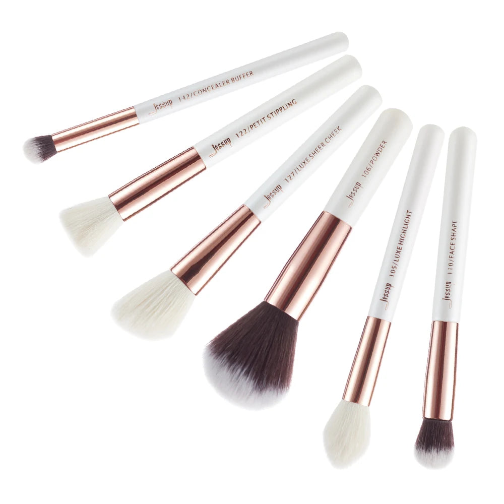 Jessup Makeup Brushes Set Dropshipping Pearl-White-Rose-Gold Pinceaux Maquillage Cosmetic Tools Eyeshadow Powder Definer 6-25pcs