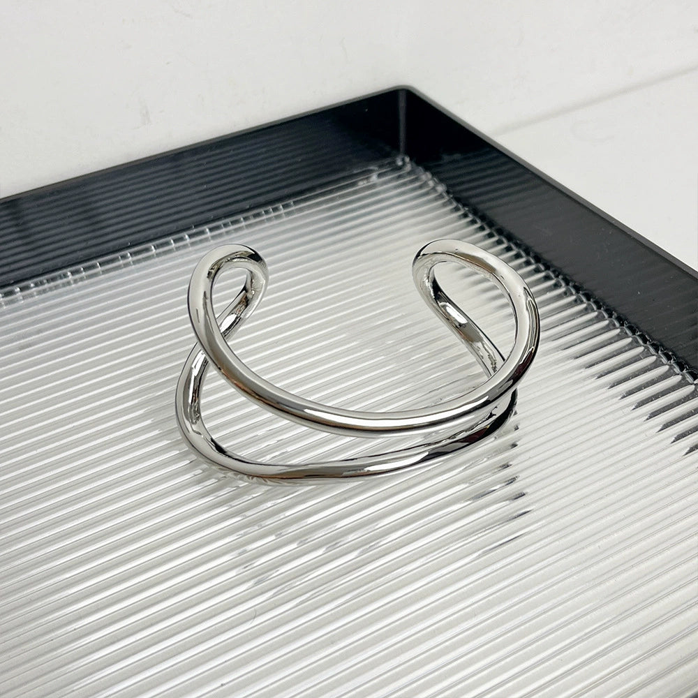 Fashion Ins Style Foldable Ring All-Match Bracelet Metal Glossy Surface Asymmetrical Corrugated Bracelet Minimalist Elegant Bracelet