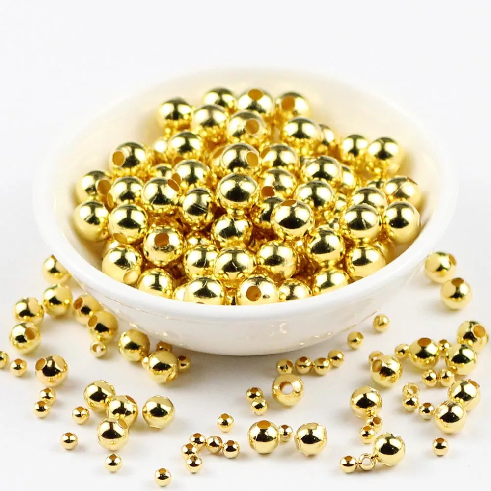 30~1000Pcs 2/3/4/5/6/8MM Gold-plated Metal Round Iron Washer Loose Beads For Jewelry Making Bracelet Necklace Accessories DIY