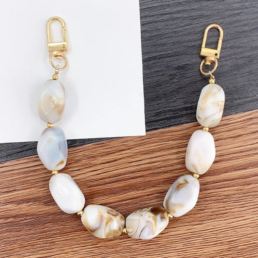 Fashion Mobile Phone Straps Acrylic Resin Beads Parts Handcrafted Wristband Women Replacement Bag Handle Chain Phone Lanyard
