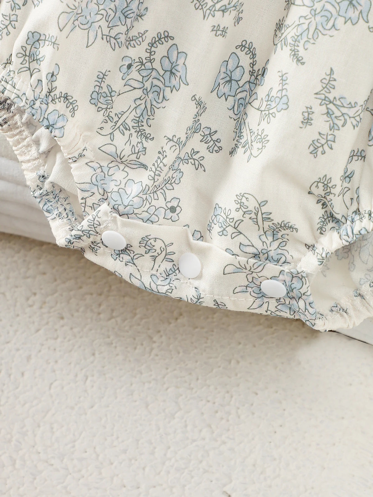 Baby Blue Floral Long-Sleeve Romper, Spring and Autumn Lace Collar Baby Jumpsuit, Fresh Forest Style Newborn Onesie