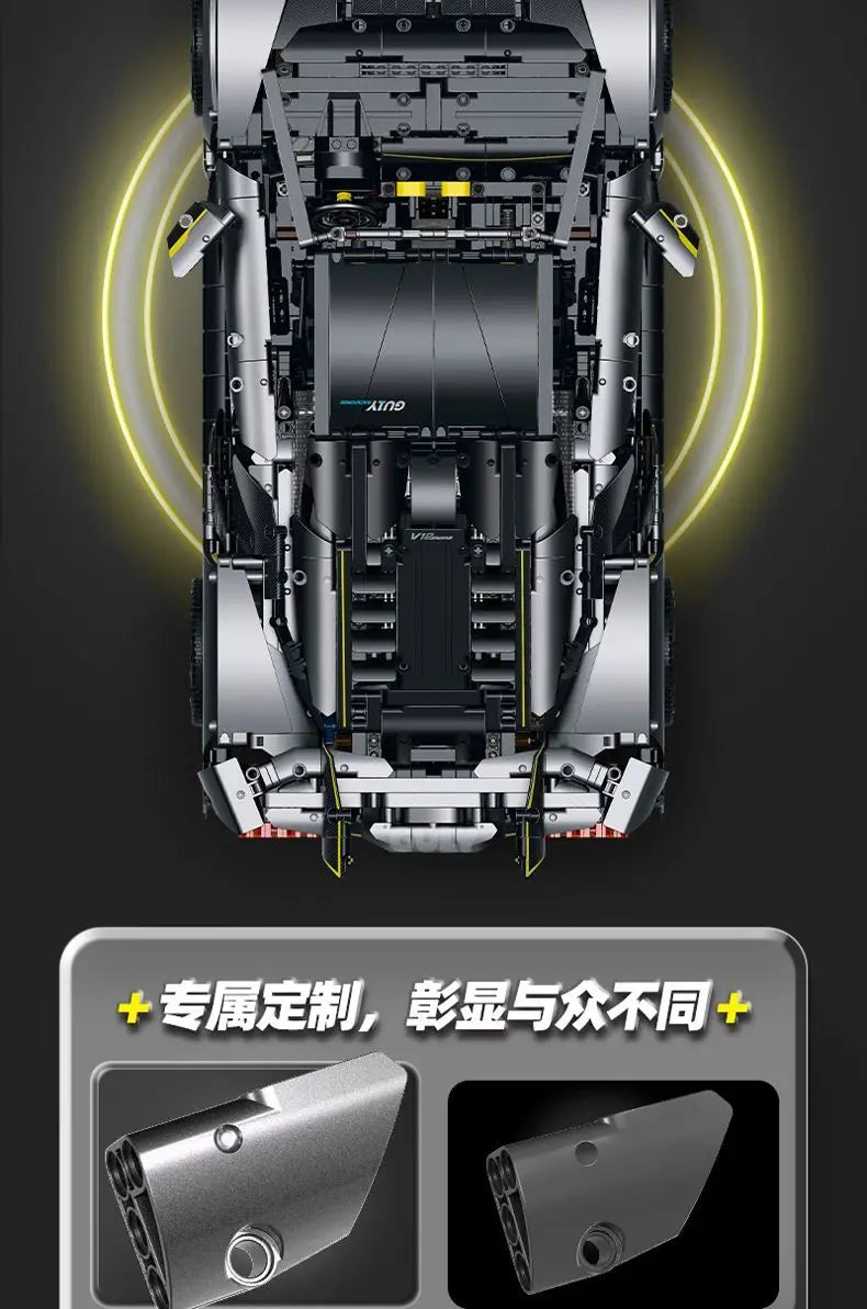 GULY MOC 10638 LAMBO Technical RC 1:8 Sports Car Building Blocks Model Racing Bricks Assembling Toys for Boys Christmas Gift Set