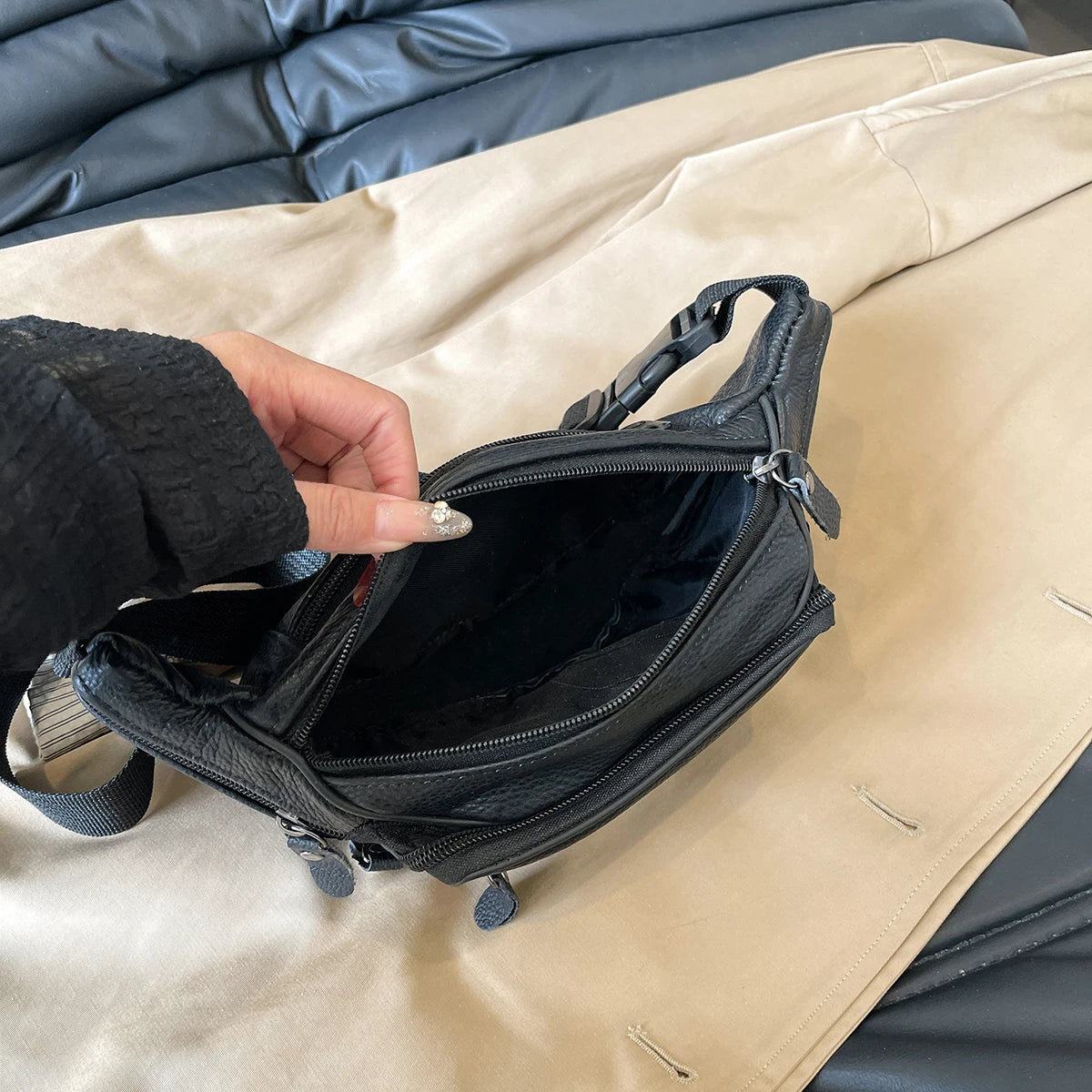Leather Waist Bag Casual Small Square Hip Packs Crossbody Multi-function Outdoor Phone Pouch Belt Bag Fanny Pack Shoulder Bags
