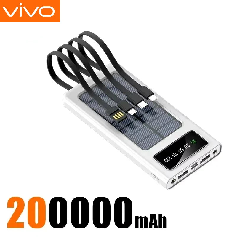 VIVO 5000000mAh Solar Power Bank Portable High Capacity Fast Charge External Battery with Flashlight Powerbank for All Phones
