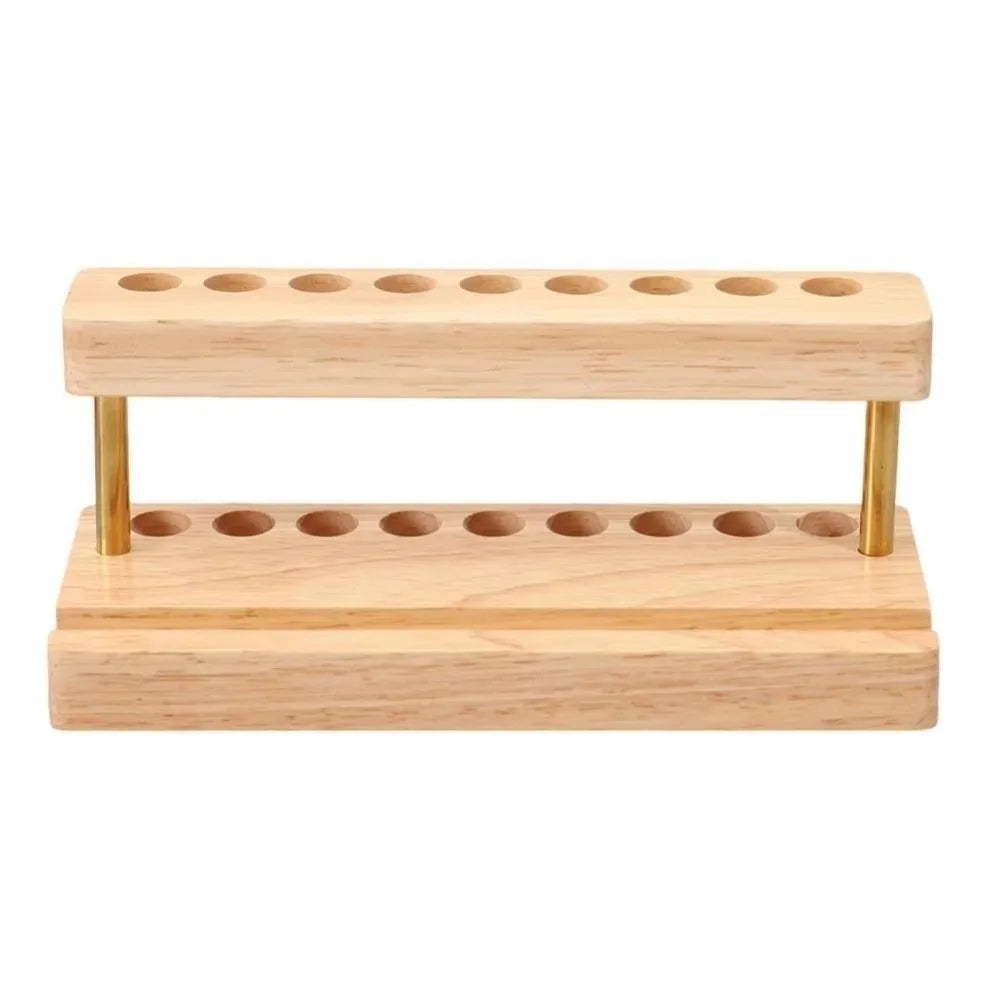 Modern Walnut Wood Pen Holder 9 Slots Sleek Desk Organizer Phone Stand For Office School