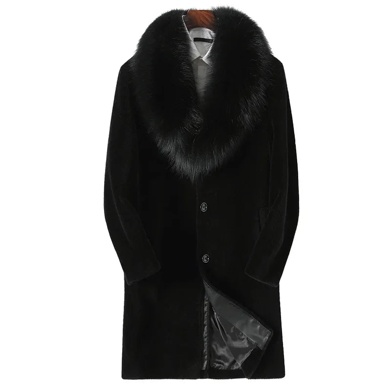 2024 Men's Imitation Fur Liner Winter Warm New Fur One-piece Coat Imitation Mink Fleece Mid-length Fur Coat Men Jacket