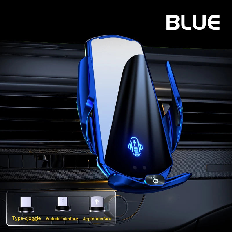 Car Phone Holder Wireless Charger Automatic Intelligent triple sensing magnetic suction charging For Universal All Mobile Phones