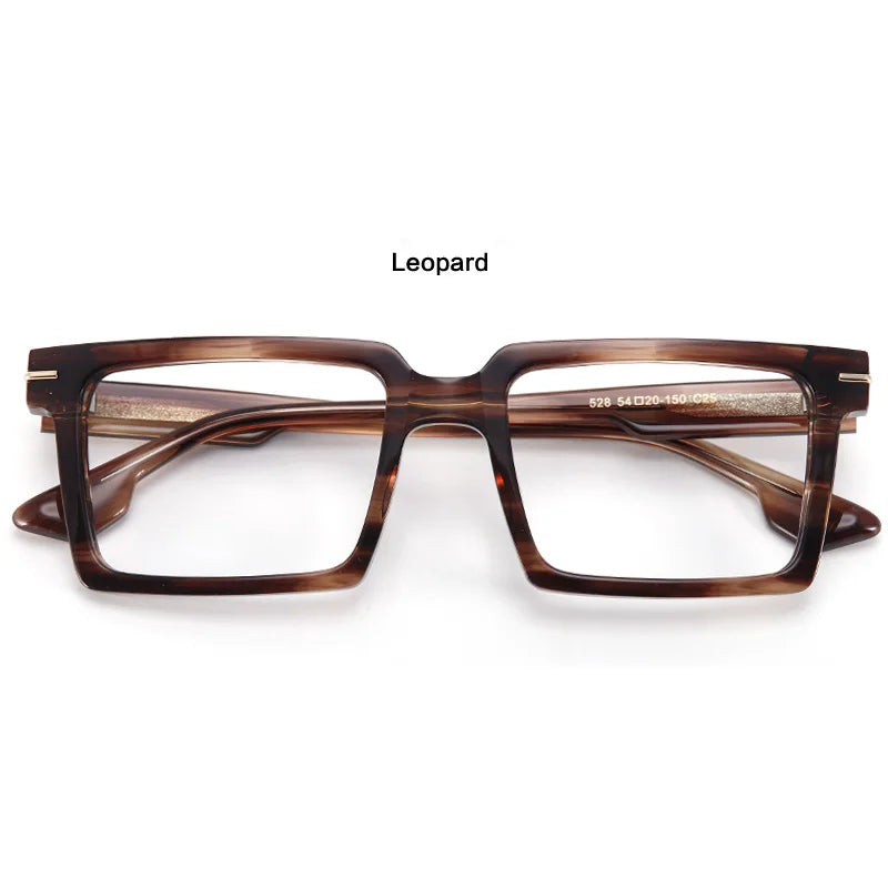 Large Size Acetate Men Eyeglasses Frame Rectangle Myopia Optical Prescription Glasse Trending Stijlen Italy Retro Luxury Eyewear