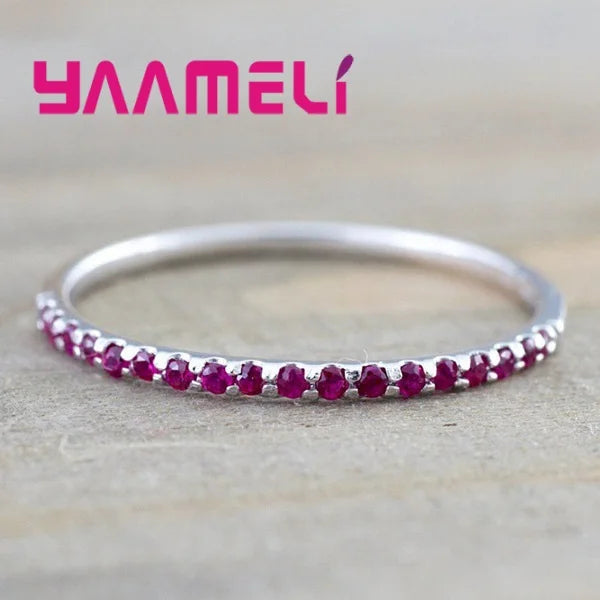 925 Sterling Silver Trendy Crystal Rings For Women Girls Wedding Engagement Fashion Jewelry Valentines Day Gift Wholesale