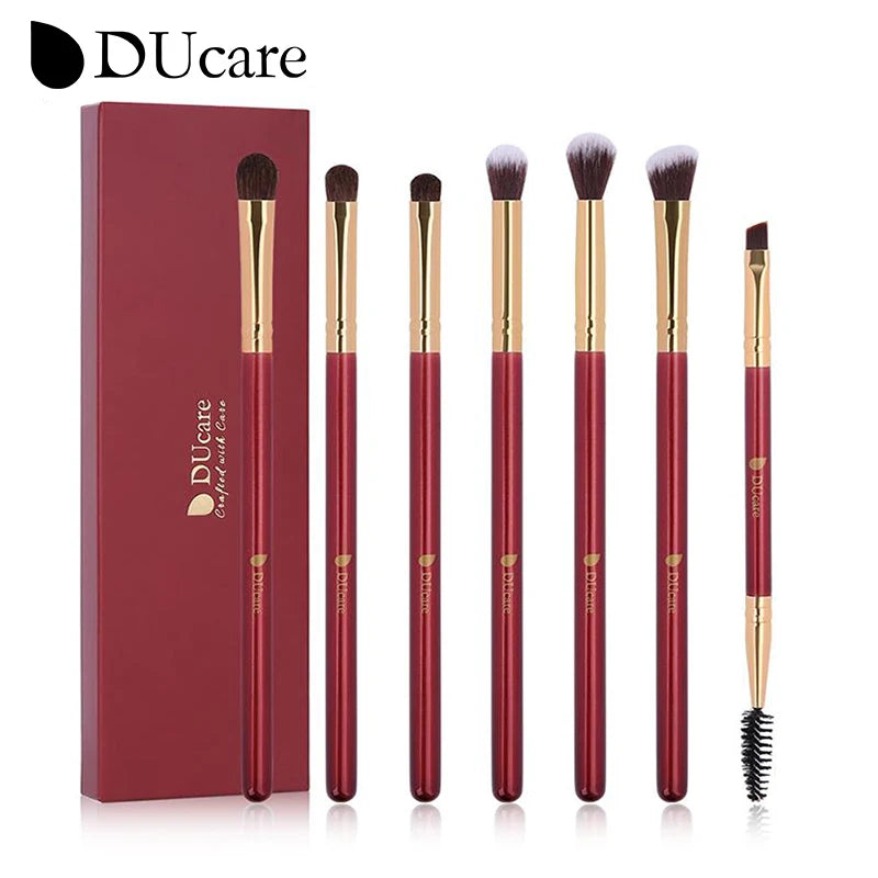 DUcare 6pc Eyeshadow Brushes with Portable Plastic Case Makeup Eye Brush Set Eyebrow Eyelash Eyeliner Blending Cosmetics Brushes