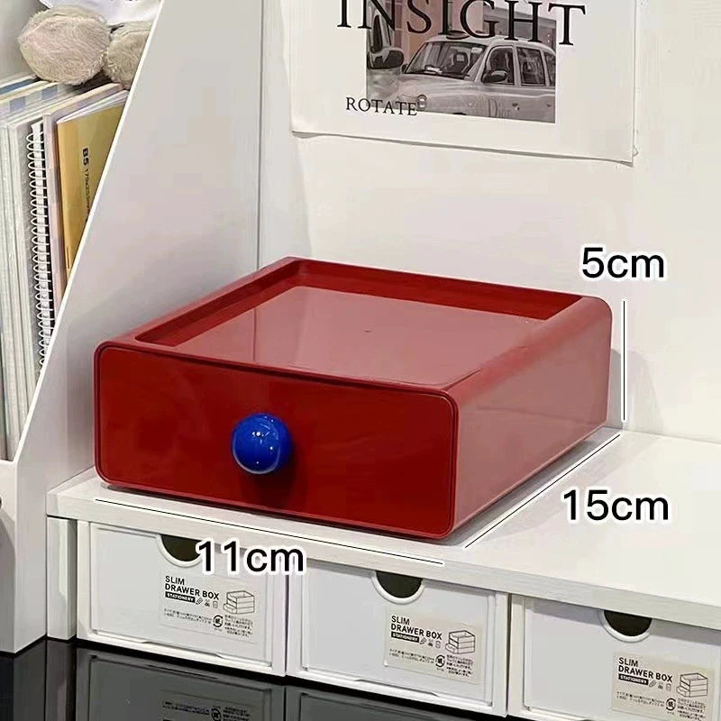 Dopamine Desk Organizer Drawer Box Desktop Stackable Dust-proof Storage Drawers Large Capacity Stationery Cosmetic Storage Box