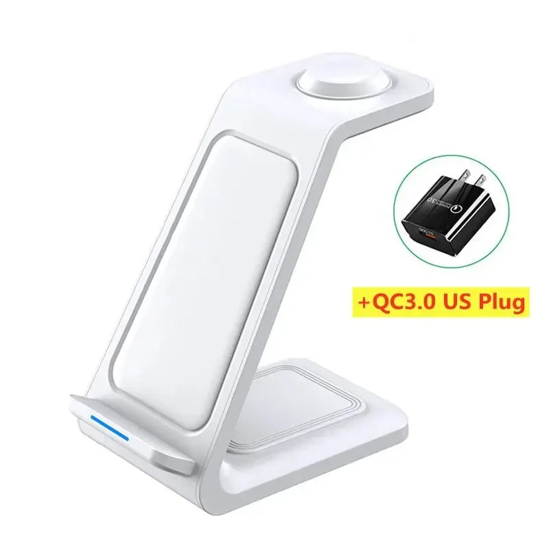 3 In 1 Wireless Charger Stand Fast Charging Station for iPhone 17 16 15 14 13 12 11 iWatch 10/9/8/7 Ultra Airpods Phone Holder