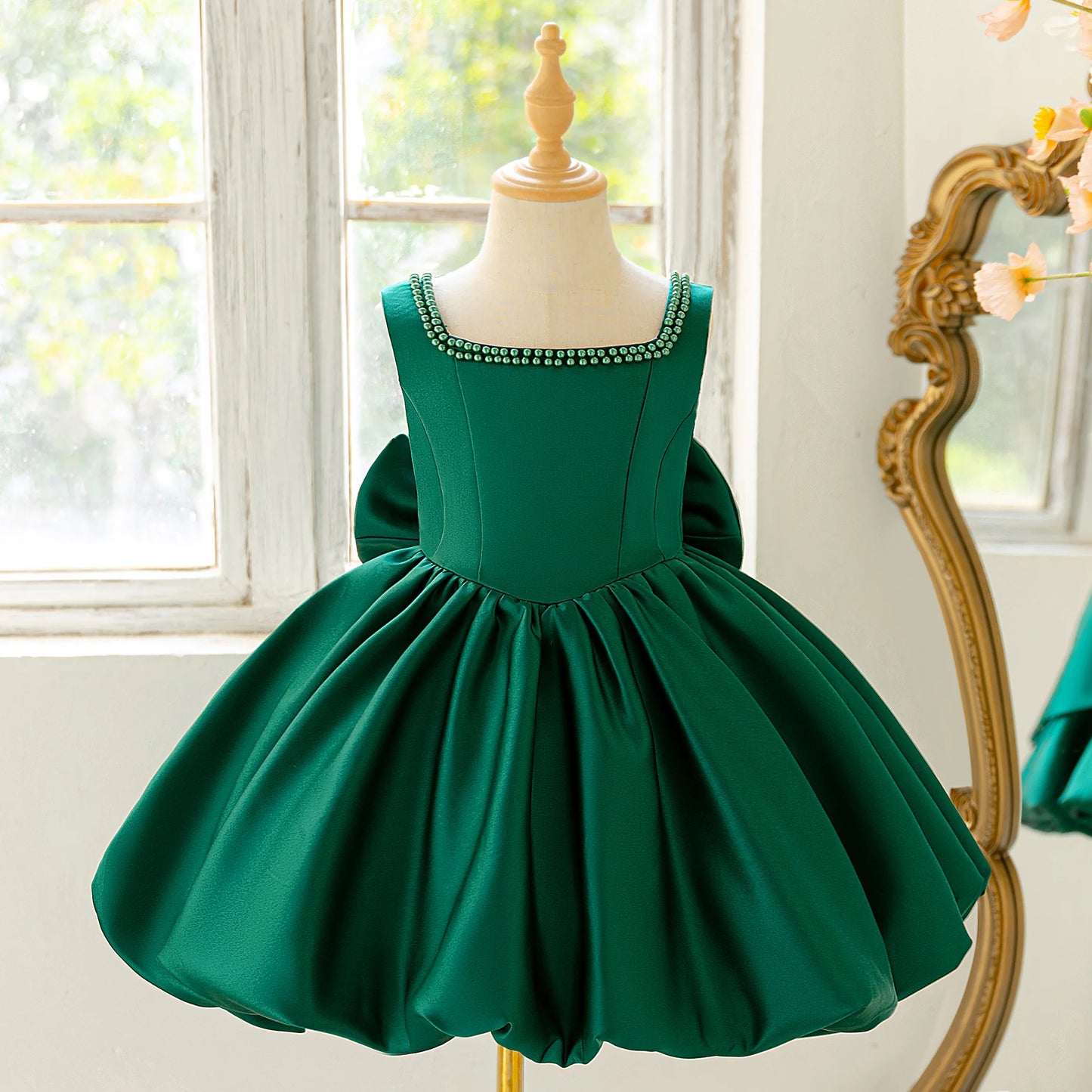 Elegant Big Bow Tutu Party Girls Dress Lolita Wedding Bridesmaid Baptism Princess Dresses Girl Summer Birthday Evening Prom Gown