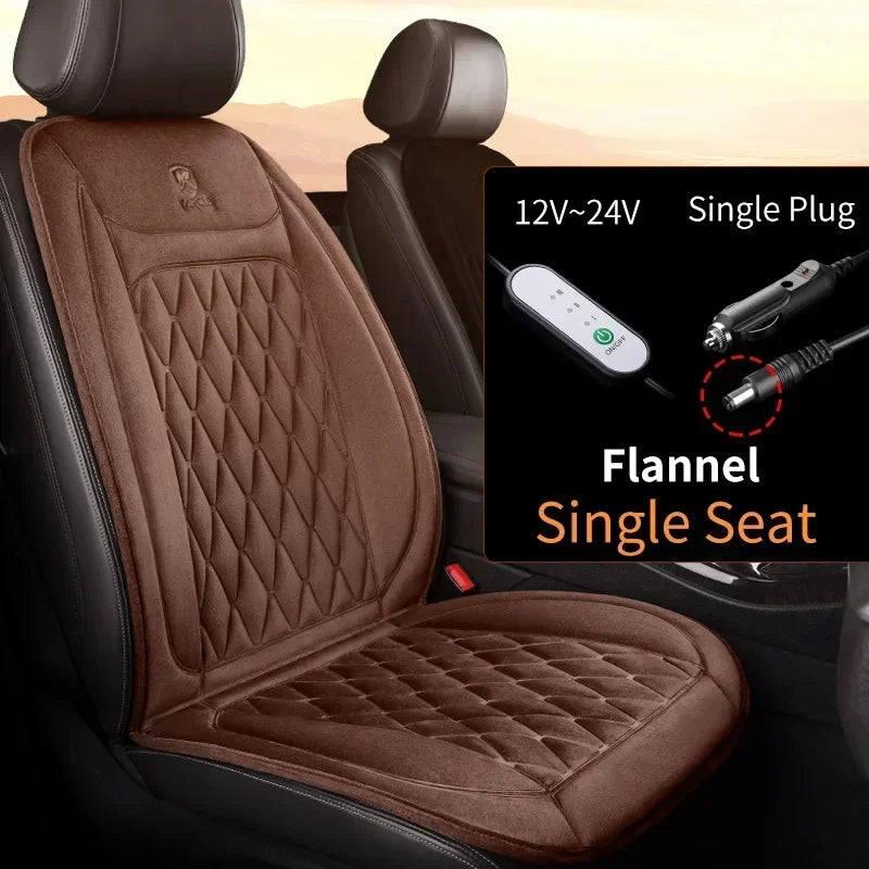 12-24v Heated Car Seat Cover 30' Fast Car Seat Heater Cloth/Flannel Warmed Heated Car Seat Protector 25W Heating Cover