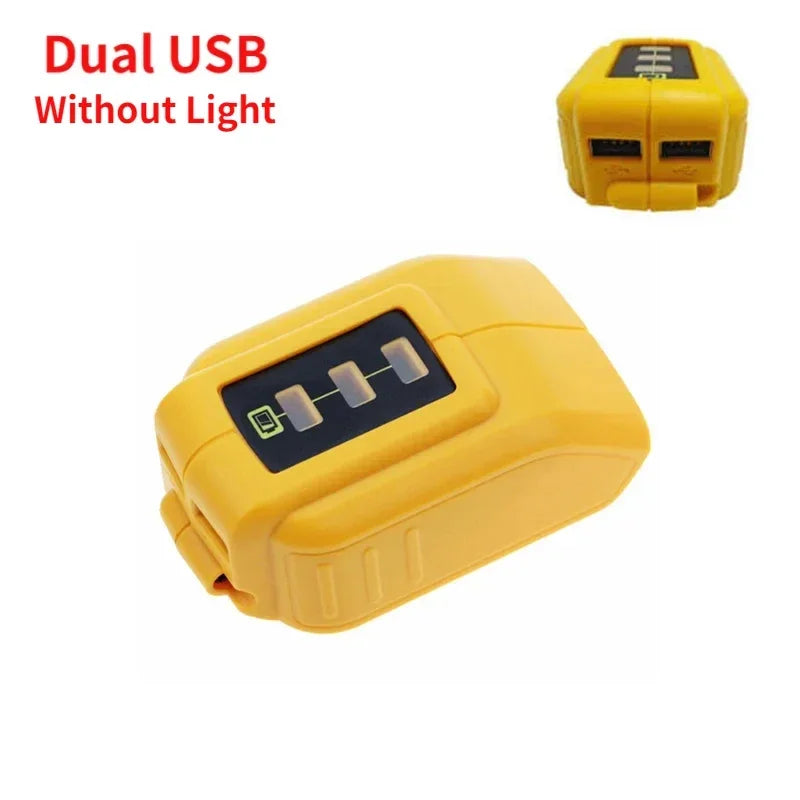 Replacement DCB090 Power Source For Dewalt 20V 18V Battery Adapter with Dual USB DC 12V LED Work Light Converter Power Supply
