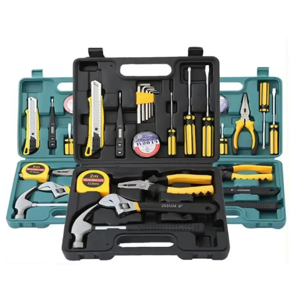 Tools Set General House Hold Hand Tool Kit with Plastic Toolbox Storage Case Used To Car Repair and Home Repair