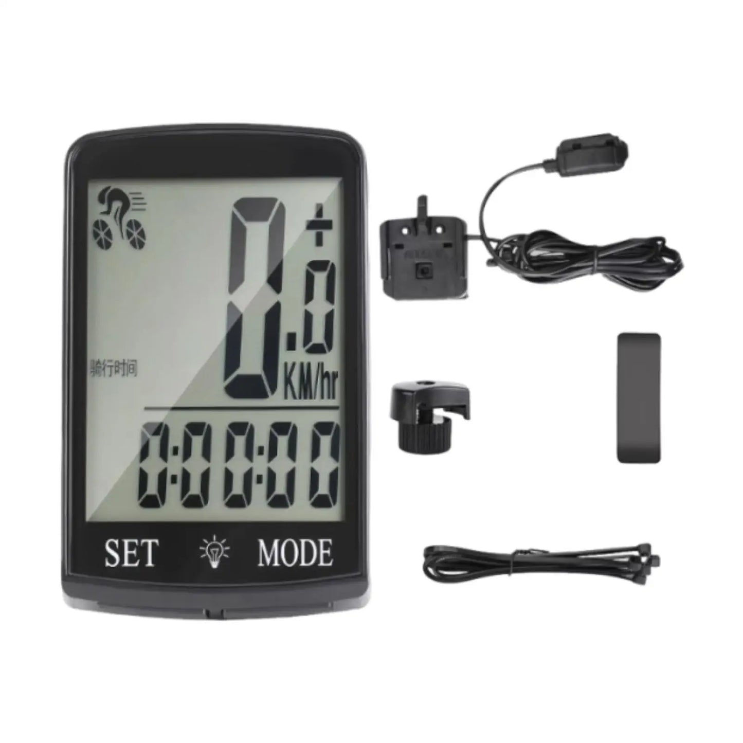 Bike Computer with 3'' Large LCD Display Compact Cycling Computer Odometer