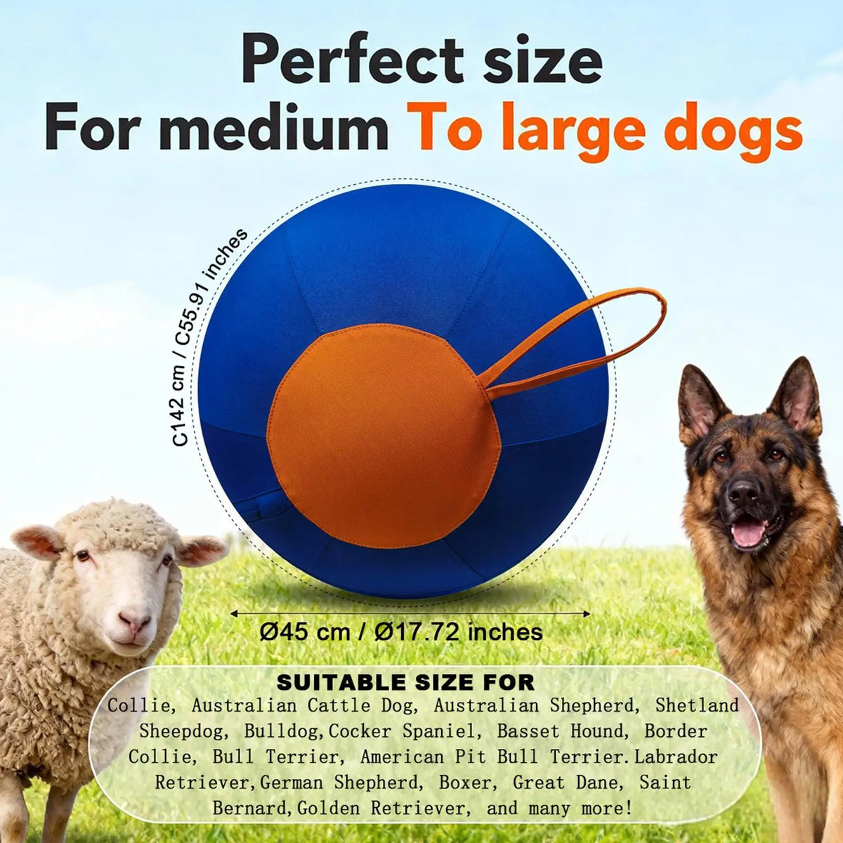 Pet Herding Ball 45cm Large Dog Ball Interactive Moving Toys For Dogs Breed Pet Puppy Outdoor Training Play Ball Kids Game Toys