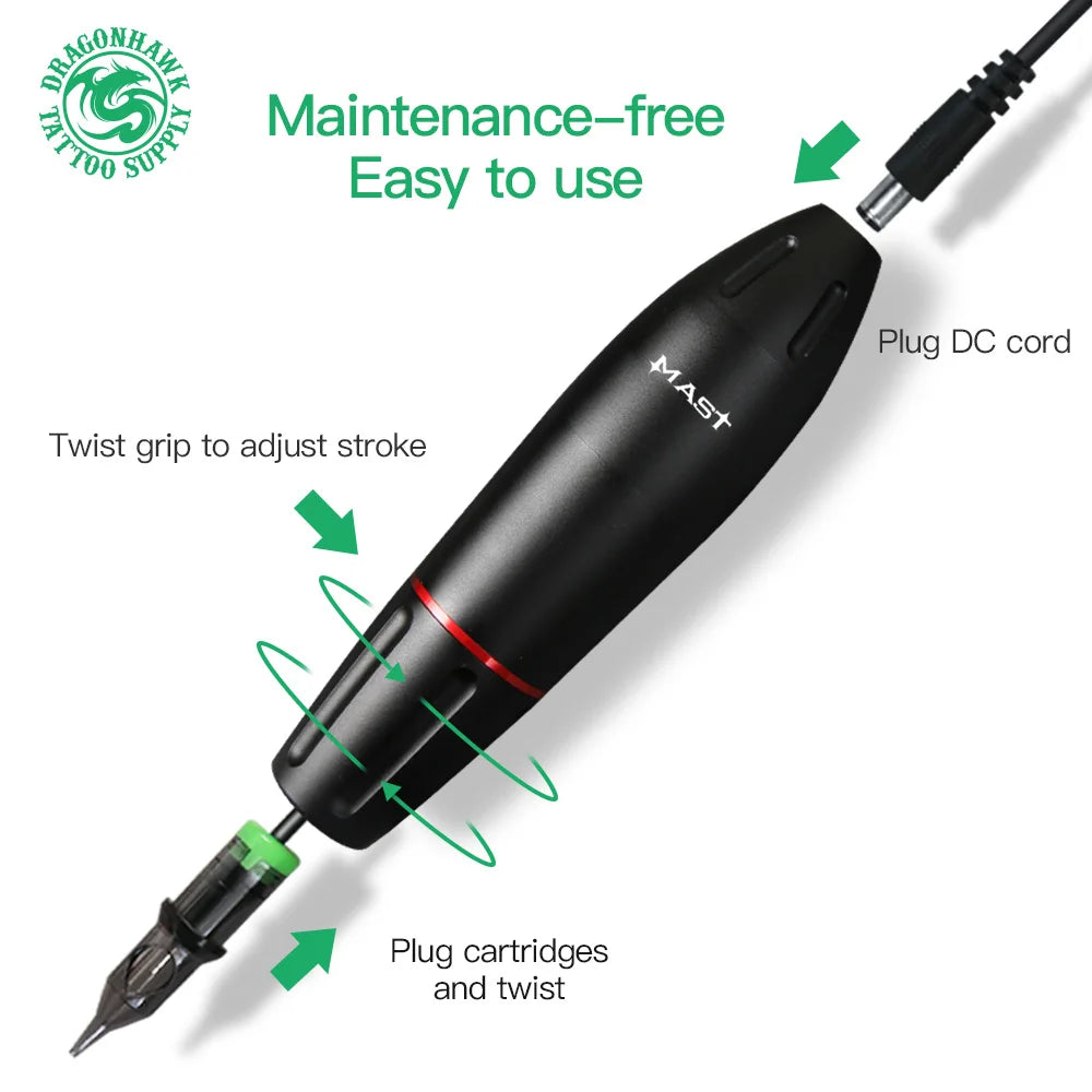 Dragonhawk Mast K2 Rotary Tattoo Gun Strong Motor PMU Tatttoo Pen Machines Supplies for Art Permanent Makeup Device Artist