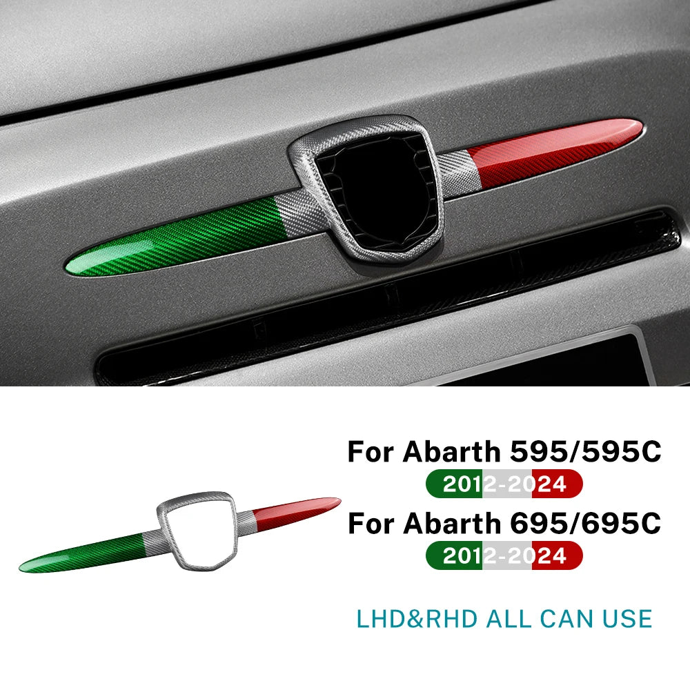 Real Hard Carbon Fiber For Abarth 595 695 2012 2013 2014 2015 2016 2017 2018 2019 2020 2021-2023 Front Badge Whiskers Logo Frame