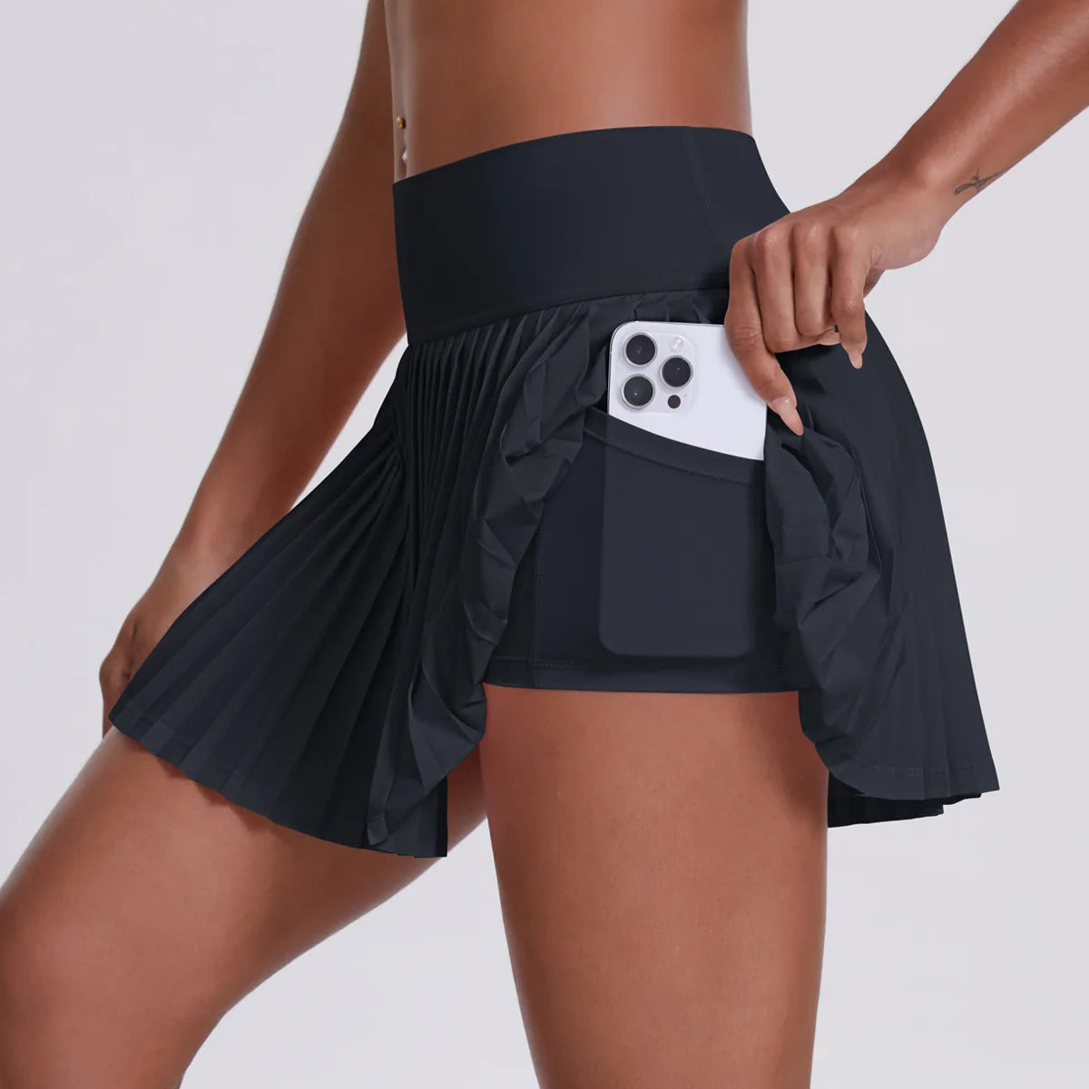 Women Sports Pleated Skirts With Shorts Inside Workout Summer Training Tennis Gym Pocket Skirt Casual