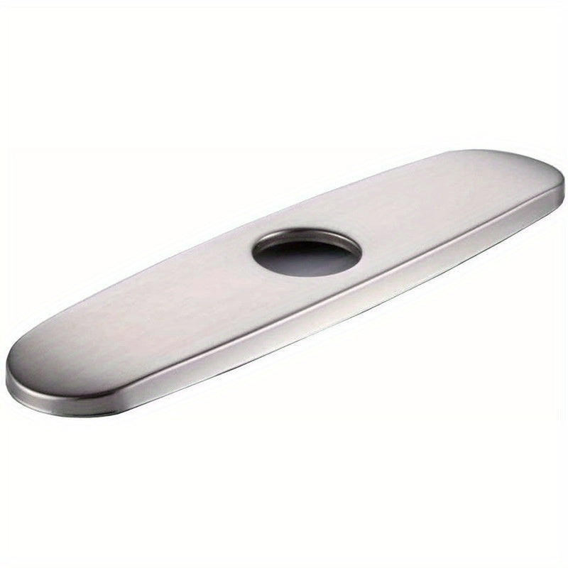 1pc Faucet Bottom Cover Base, Silver Faucet Cover, Oval Stainless Steel Hole Cover, Deck For Bathroom Or Kitchen Sink Faucet