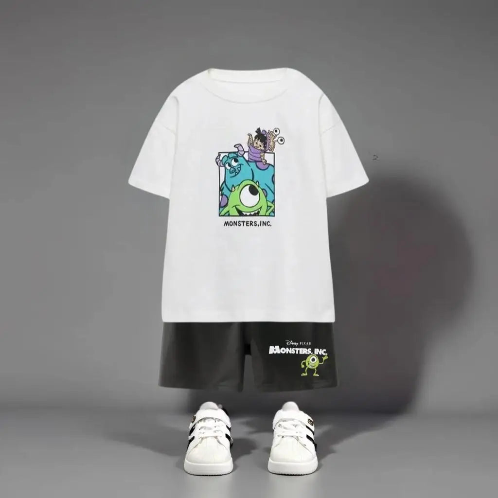 Cartoon T-shirt + Shorts Kids Two Piece Set Summer Clothing 2025 New Fashion Children Short Sleeve Suit Baby Boys Tracksuits