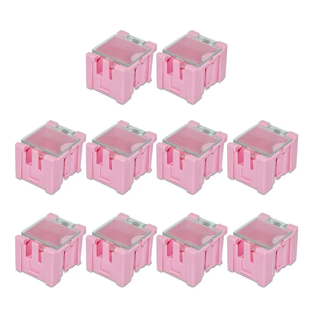 10pcs Electronic Component Container Cases Mini Storage Boxes Kit Plastic Mini Tool Box For Chip Screws Nuts 31.5x21.5x25mm