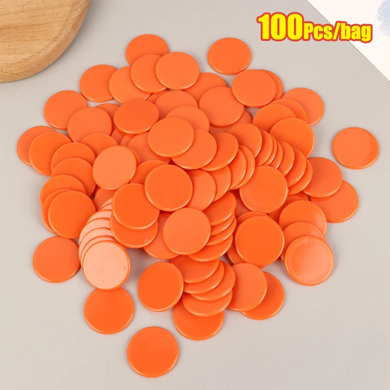 100Pcs 25MM Learning Education Math Toy Plastic Poker Chips Bingo Chip Markers Token Family Club Party Counting Toy
