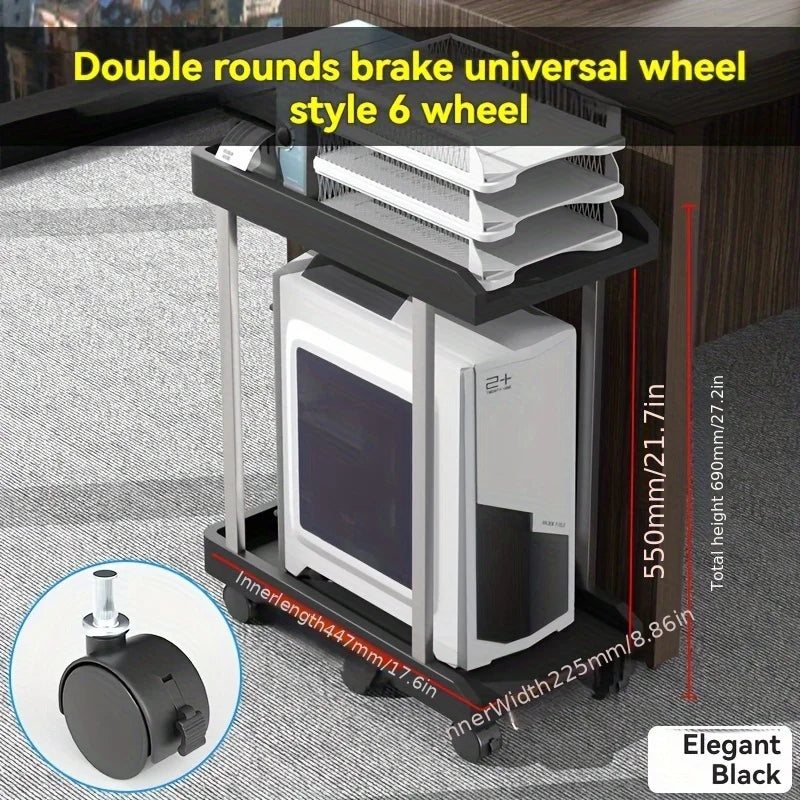 Computer Tower Stand, PC Stand with 2 Layers of CPU Stand and 6 Locking Feet Wheels Suitable for Most PCs