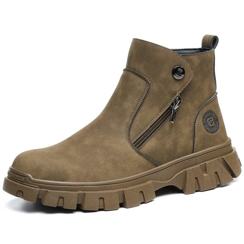 Steel Toe Work Boots side zipper anti-slip work shoes Anti-Smash Anti Puncture industrial construction waterproof safety shoes