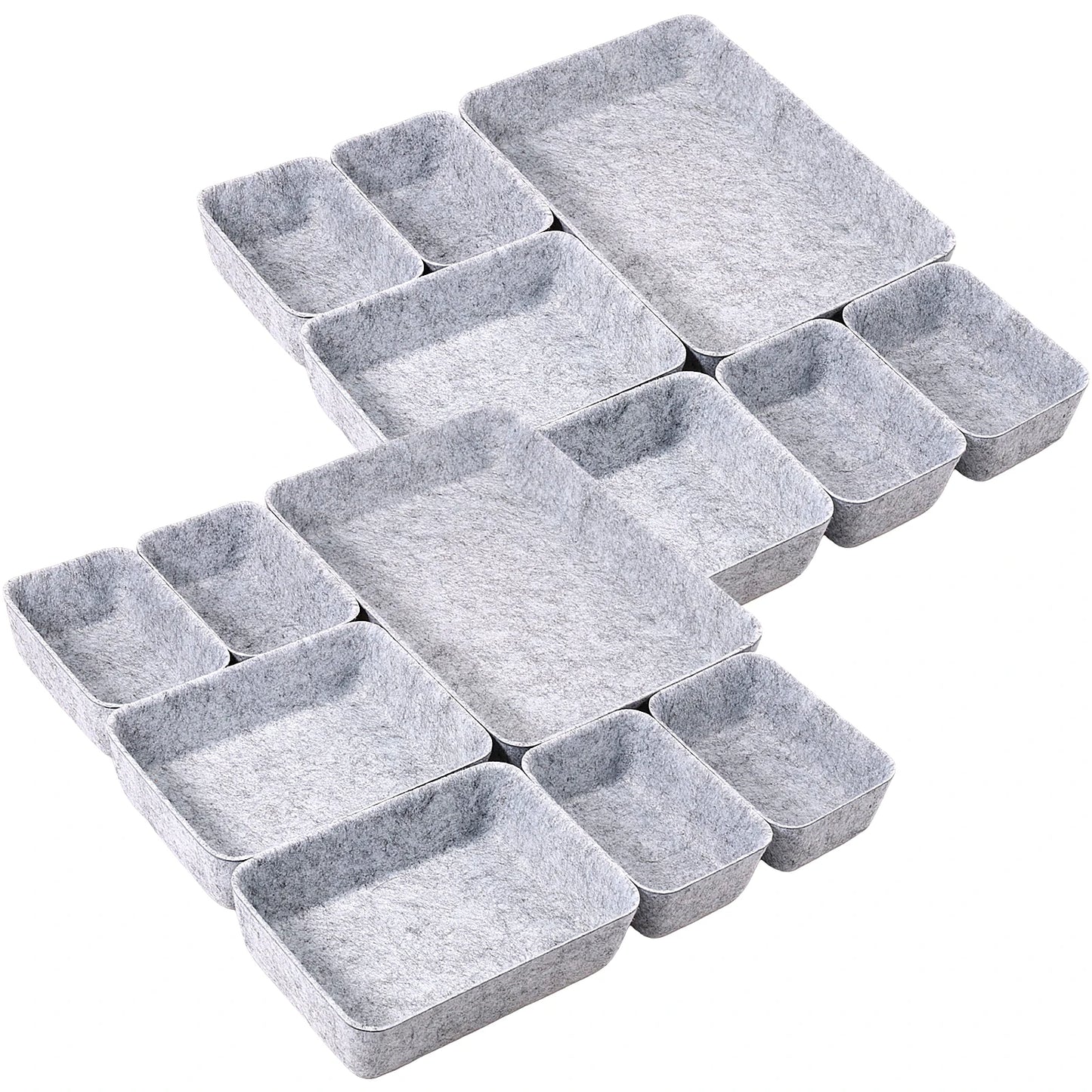 14Pcs Felt Drawer Storage Box Desk Organizer Thickened Multi-Purpose for Cosmetic Makeup Office Supplies Organizer 3 Size