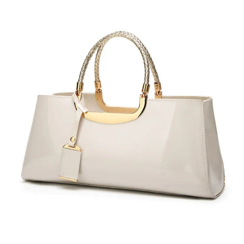 Luxury Designer Handbags Women 2024 High-end Evening Party Clutch Bag Ladies Bright Patent Leather Top Handle Underarm Bags