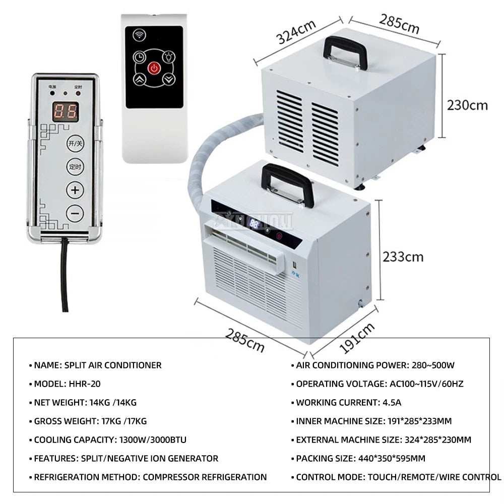 Remote Control Split Mobile Air Conditioner Car Portable Small Air Conditioning Machine Tent Klima Gerät 3000BTU