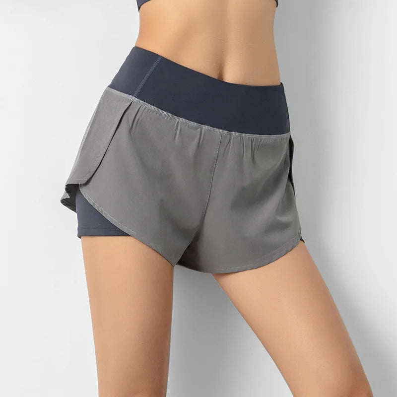 Sport Shorts Women Sportswear Double-deck Running Shorts Yoga Bottoms Summer Gym Fitness Training Jogging Short Pants