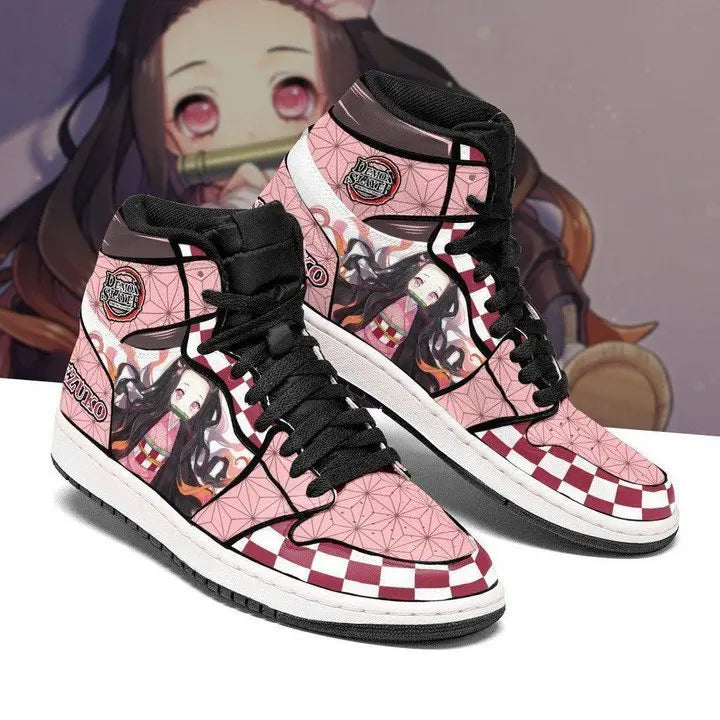 Demon Salyer Anime Nezuko Kamado Sneakers Casual Shoes Basketball Shoes Cartoon Printing Comfortable Flat Shoes Birthday Gift